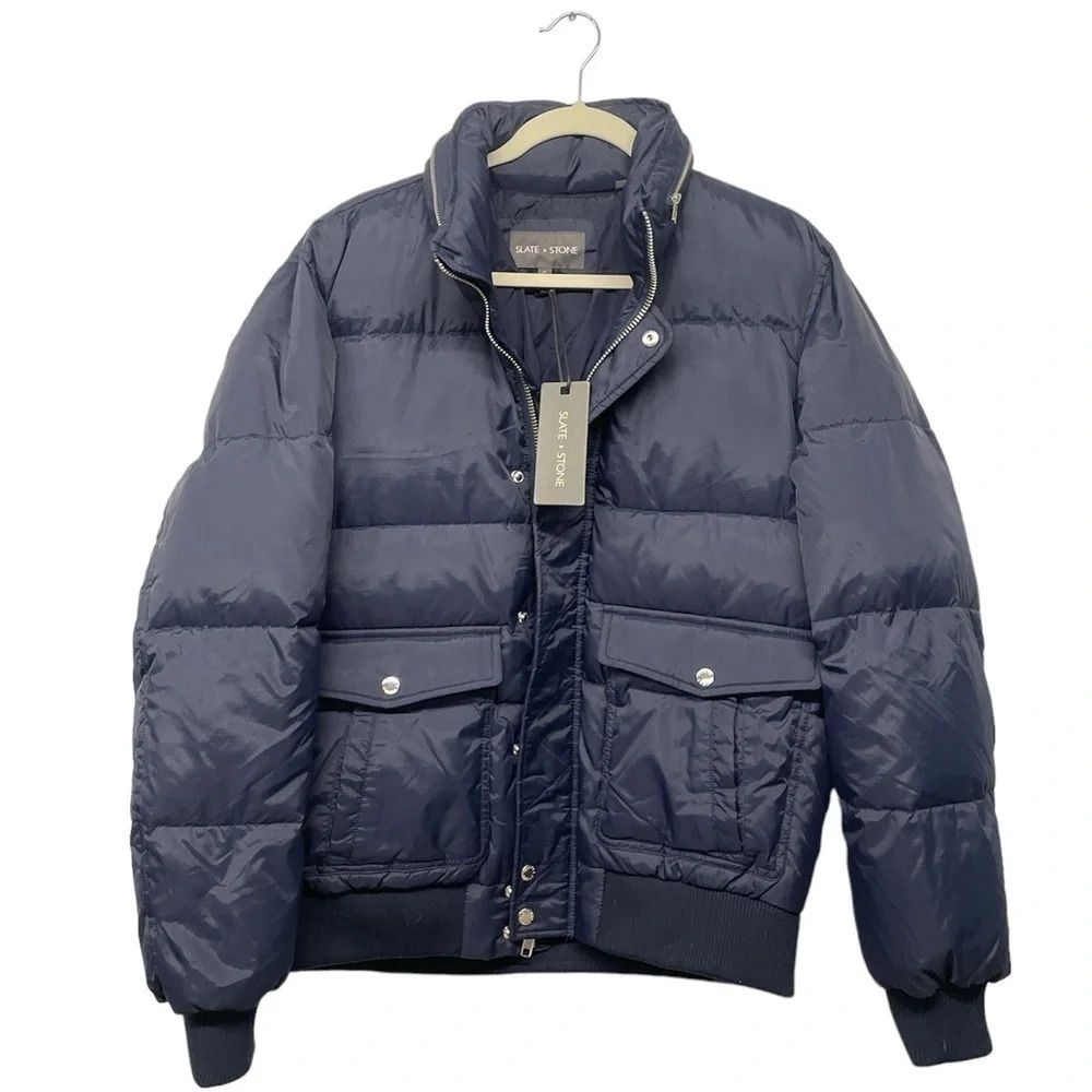 NWT Nordstrom Slate & Stone Navy Hooded Down Jacket